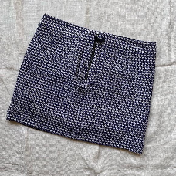 Royal Blue and White Tweed Skirt - Picture 2 of 8